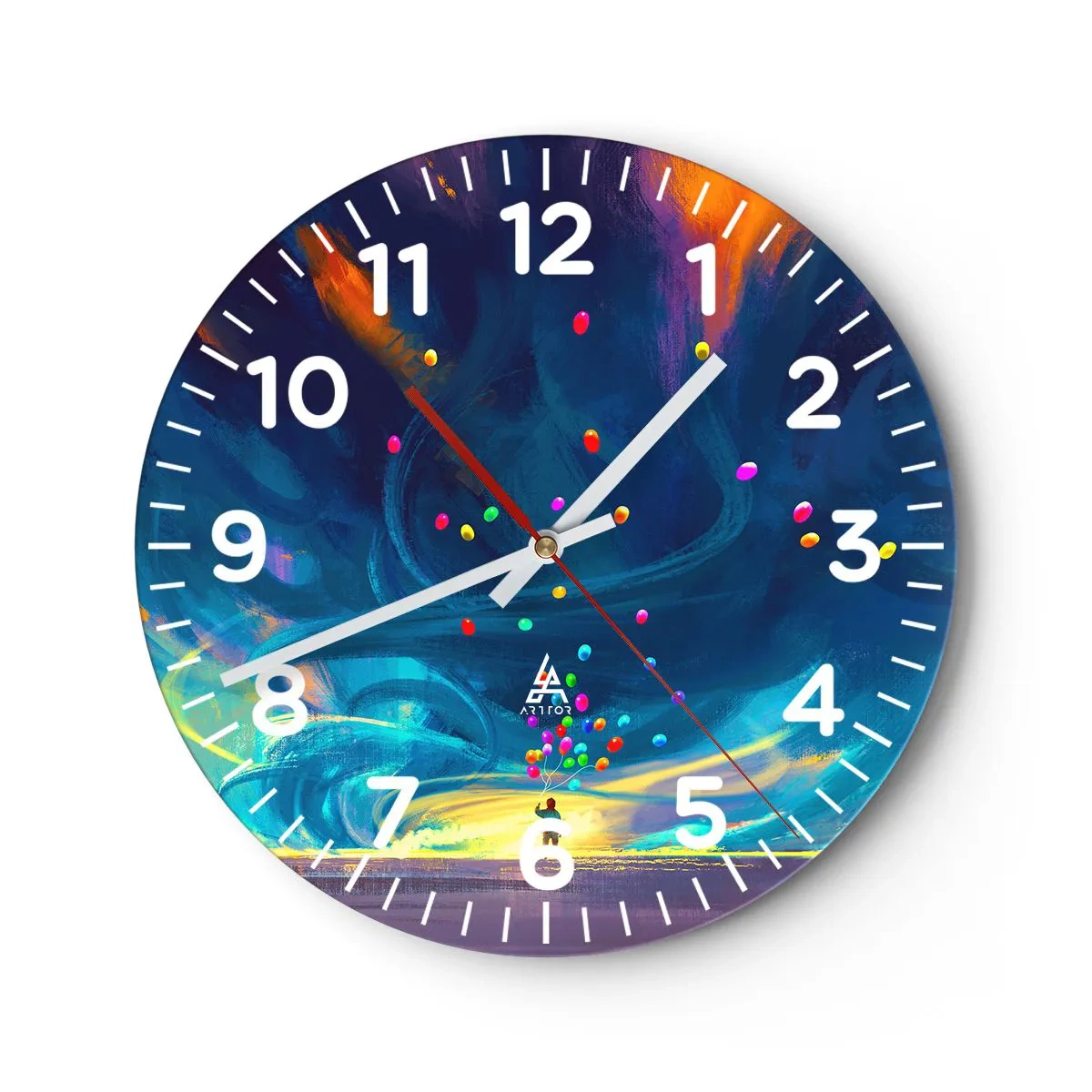 Wanduhr - Glasuhr - Zum blauen Wind - 40x40 cm