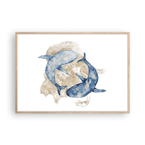 Poster in einem Rahmen aus heller Eiche - Freundschaft oder Liebe? - 100x70 cm