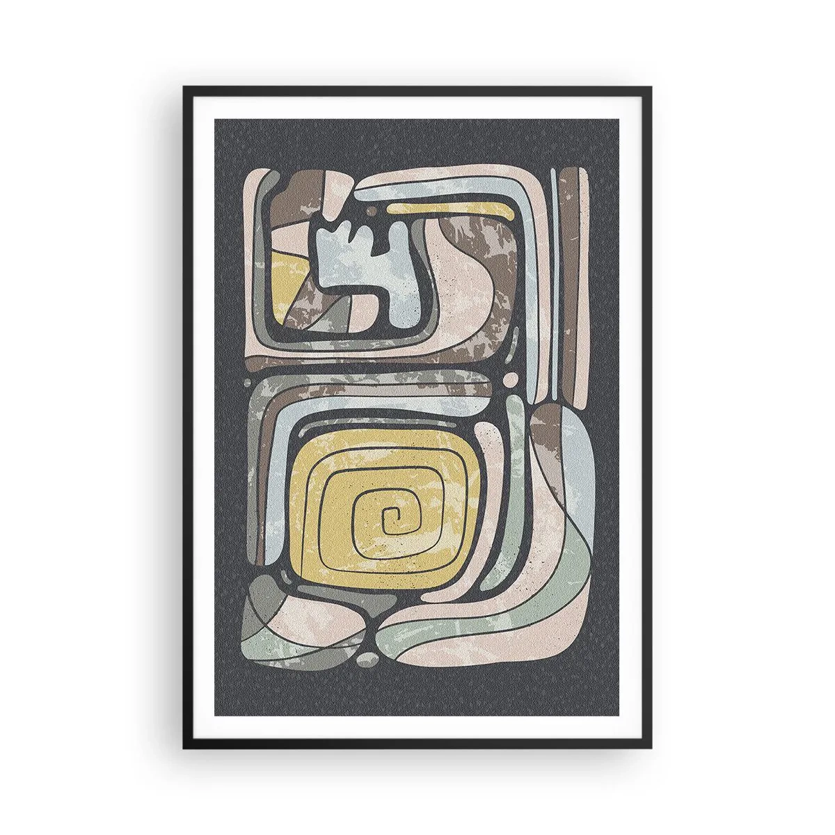 Poster in einem schwarzem Rahmen - Abstraktion im präkolumbianischen Geist - 70x100 cm