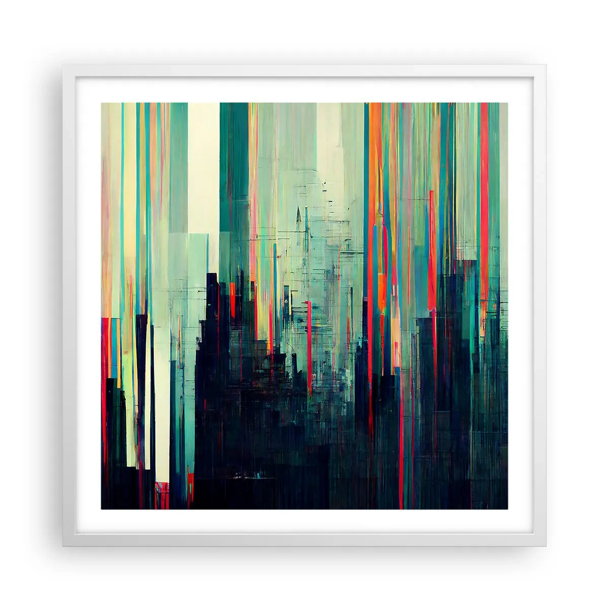 Poster in einem weißen Rahmen - Futuristische Stadt - 60x60 cm