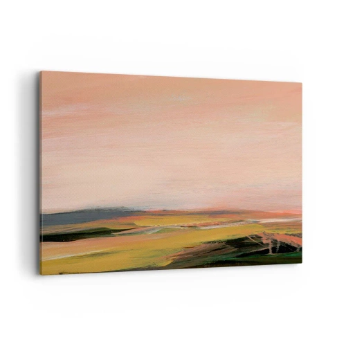Bild auf Leinwand - Leinwandbild - Eine Landschaft in Rosa- und Goldtönen - 100x70cm - In Rosatönen - Moderne Wanddekoration für Wohnzimmer und Schlafzimmer ARTTOR
