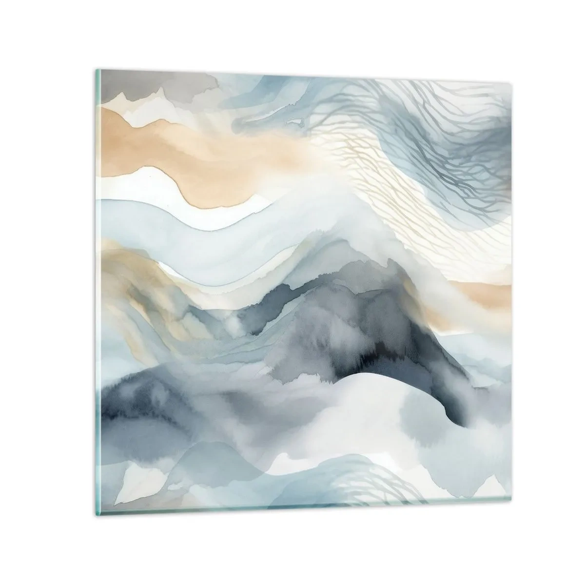 Glasbild - Bild auf glas - Verschneite und neblige Abstraktion - 40x40 cm