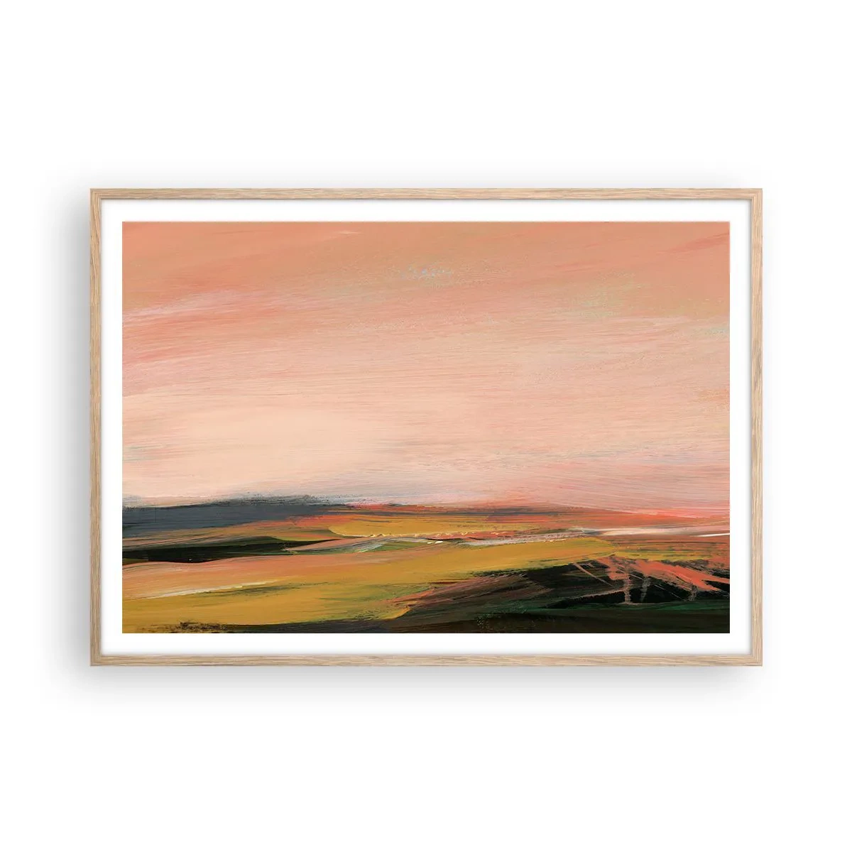 Poster in einem Rahmen aus heller Eiche - In Rosatönen - 100x70 cm