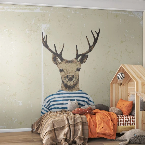Fototapete Premium Sand - Weil ich gestreifte T-Shirts mag! - Abstraktion, Reh, Stück - 350x256 cm