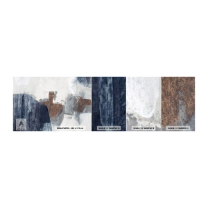 Fototapeten Muster Selbstklebend Deluxe Sticker - Blaue und braune Formen - Stück, Abstraktion, Minimalismus - 100x30 cm