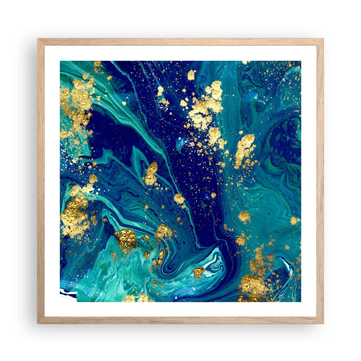 Poster in einem Rahmen aus heller Eiche - Die Blütenblätter der Sonne - 60x60 cm