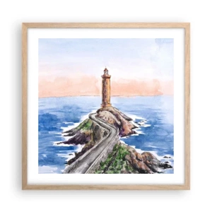 Poster in einem Rahmen aus heller Eiche - Dem Meer zugewandt - 50x50 cm