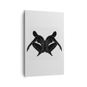 Bild auf Leinwand - Leinwandbild - Schwarze Silhouetten in symmetrischer Position auf weißem Hintergrund - 80x120cm - Gemeinsame Seele - Moderne Wanddekoration für Wohnzimmer und Schlafzimmer ARTTOR