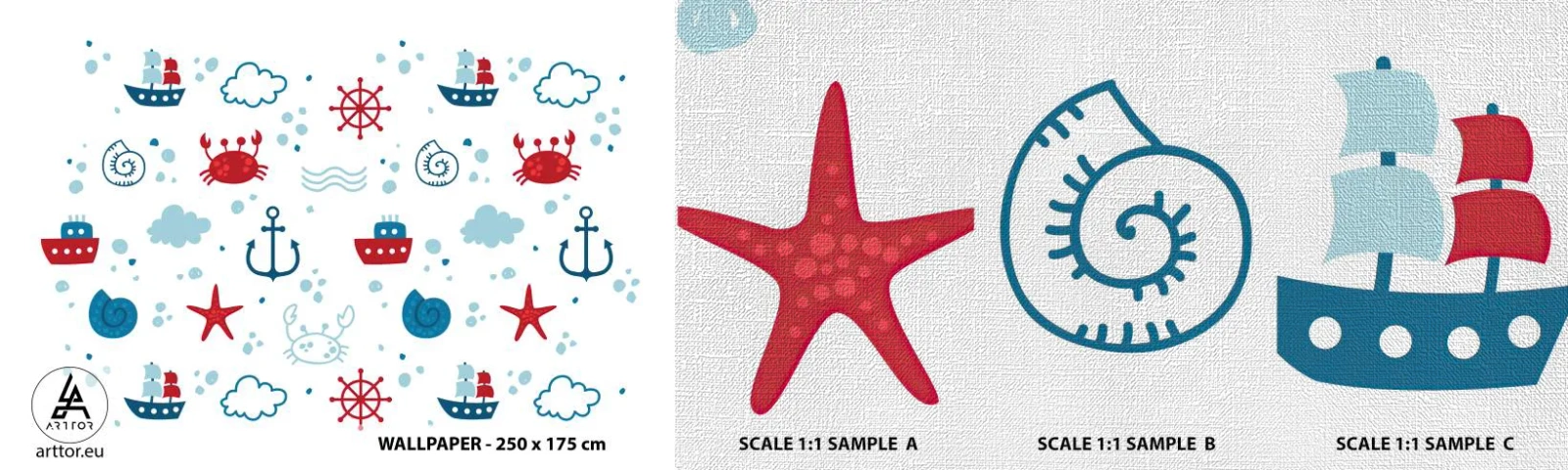 Fototapeten Muster Premium Canvas - Märchen vom Meer - Segeln, Nautisch, Anker - 100x30 cm