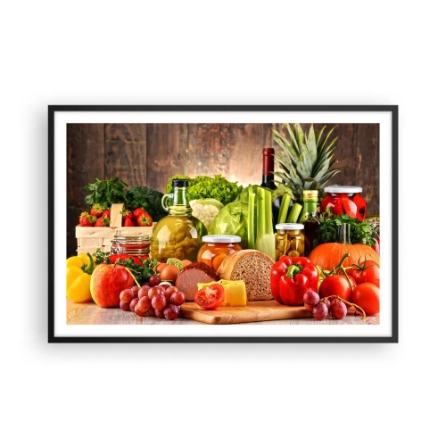 Poster in einem schwarzem Rahmen - Geräuchert, gebacken und eingelegt - 91x61 cm