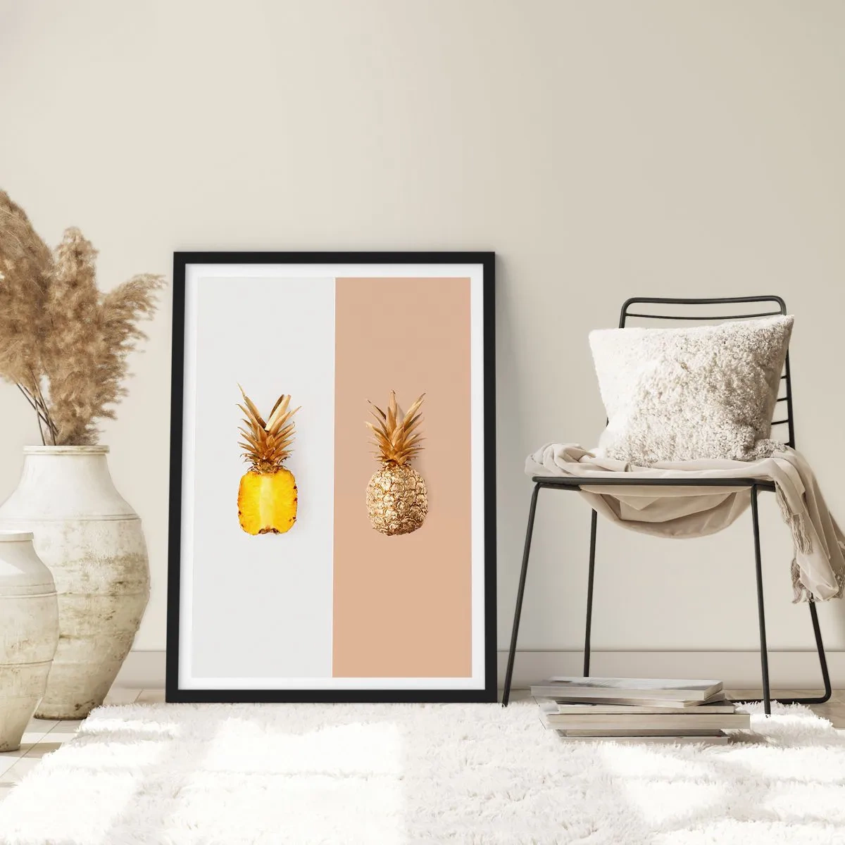 Poster in einem schwarzem Rahmen - Ananas für uns - 70x100 cm