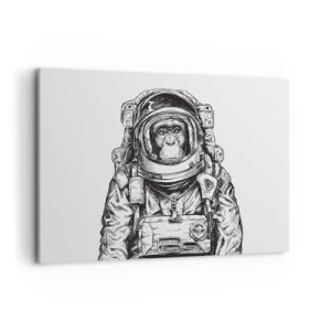 Bild auf Leinwand - Leinwandbild - Grafik eines Astronauten im Raumanzug mit Affenkopf - 120x80cm - Alternative Evolution - Moderne Wanddekoration für Wohnzimmer und Schlafzimmer ARTTOR