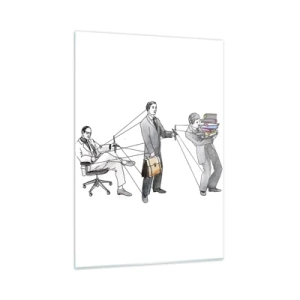 Glasbild - Bild auf glas - Darstellung der Büroarbeitshierarchie - 50x70cm - Jeder hat seinen Meister - Moderne Wanddekoration für Wohnzimmer und Schlafzimmer ARTTOR