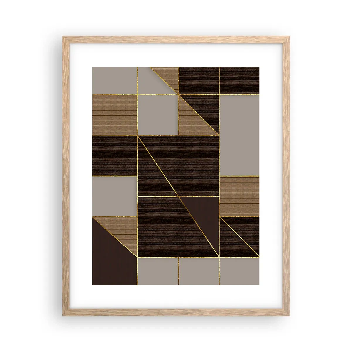Poster in einem Rahmen aus heller Eiche - Ein Mosaik aus Braun und Gold - 40x50 cm