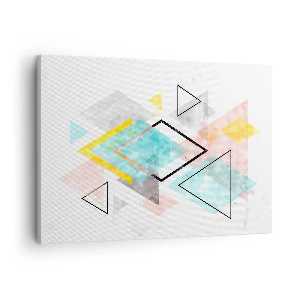 Bild auf Leinwand - Leinwandbild - Bunte geometrische Muster auf weißem Hintergrund - 70x50cm - Geometrisches Spiel - Moderne Wanddekoration für Wohnzimmer und Schlafzimmer ARTTOR