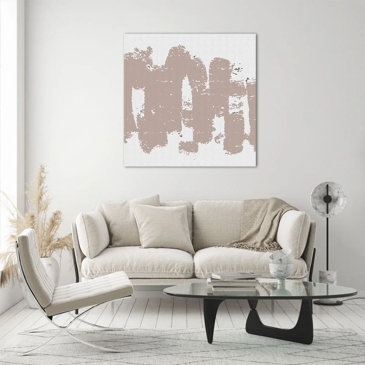 Glasbild - Bild auf glas - Abstraktion in zartem Rosa - 40x40 cm