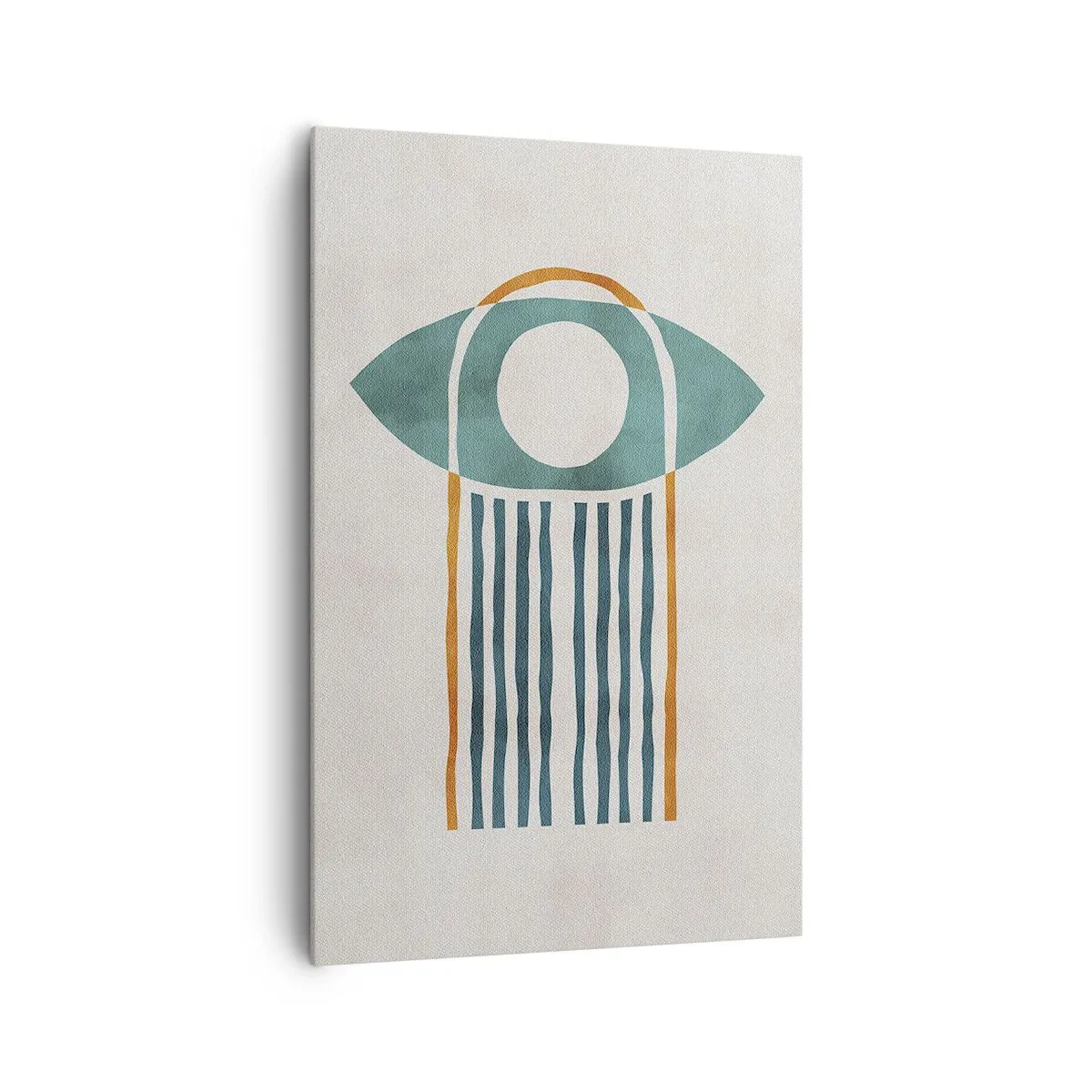 Bild auf Leinwand - Leinwandbild - Geometrisches Muster in Grün- und Orangetönen - 80x120cm - Zeichen und Rituale - Moderne Wanddekoration für Wohnzimmer und Schlafzimmer ARTTOR