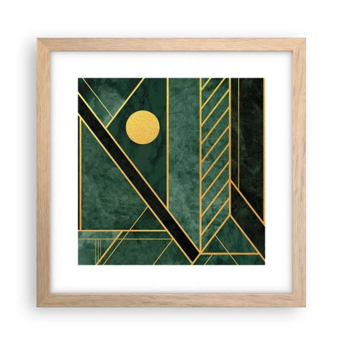 Poster in einem Rahmen aus heller Eiche - Dynamik von Gold und Azurblau - 30x30 cm