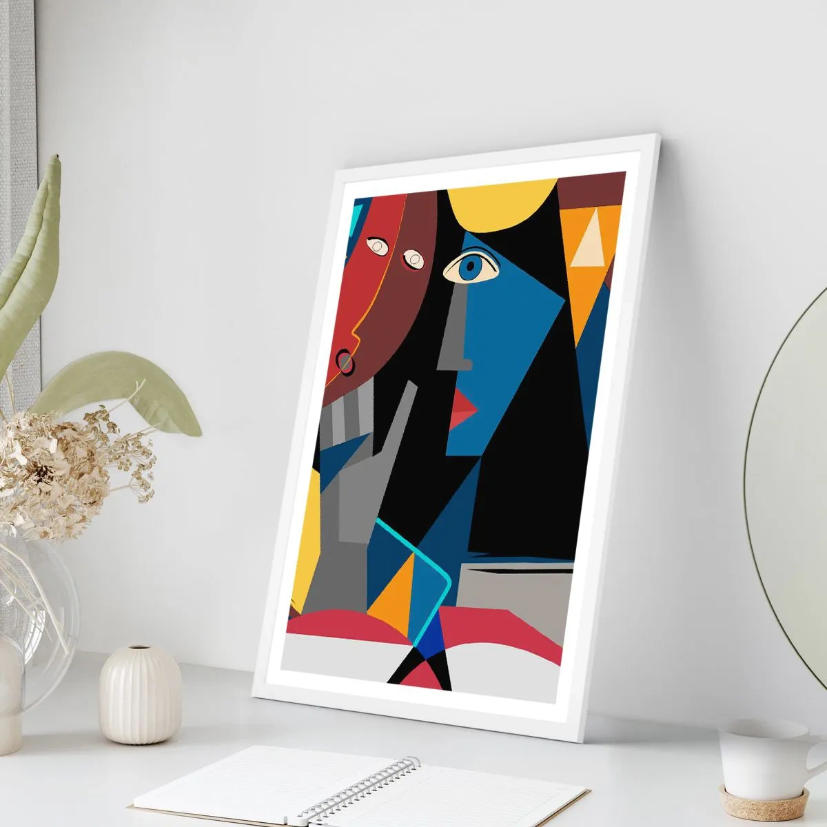 Poster in einem weißen Rahmen - Gespräch zwischen Kubisten - 40x50 cm
