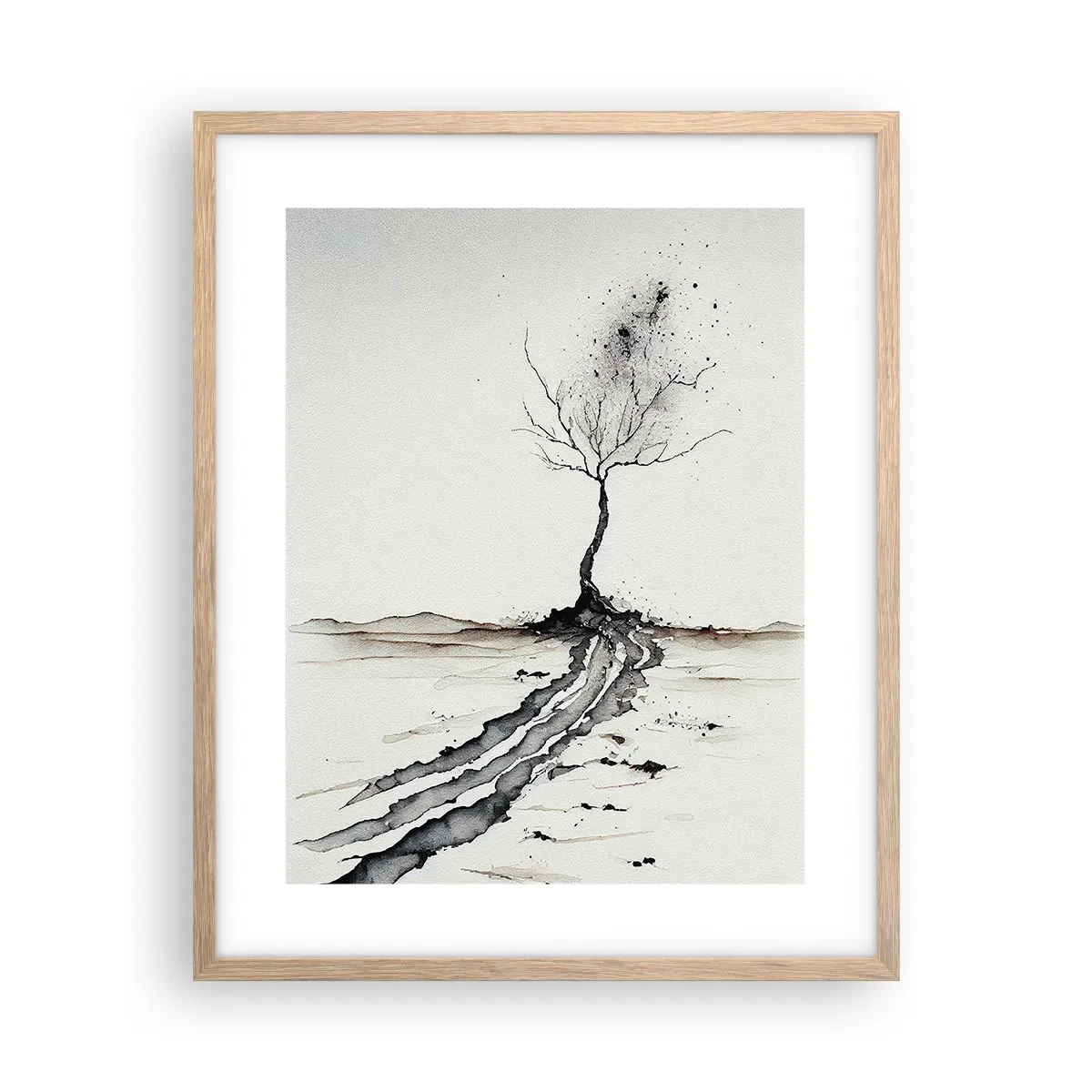 Poster in einem Rahmen aus heller Eiche - Wintermelancholie - 40x50 cm
