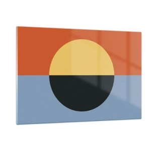 Glasbild - Bild auf glas - Abstrakte Komposition mit einem Kreis in warmen und kalten Farbtönen - 120x80cm - Eine Komposition aus Wärme und Kühle - Moderne Wanddekoration für Wohnzimmer und Schlafzimmer ARTTOR