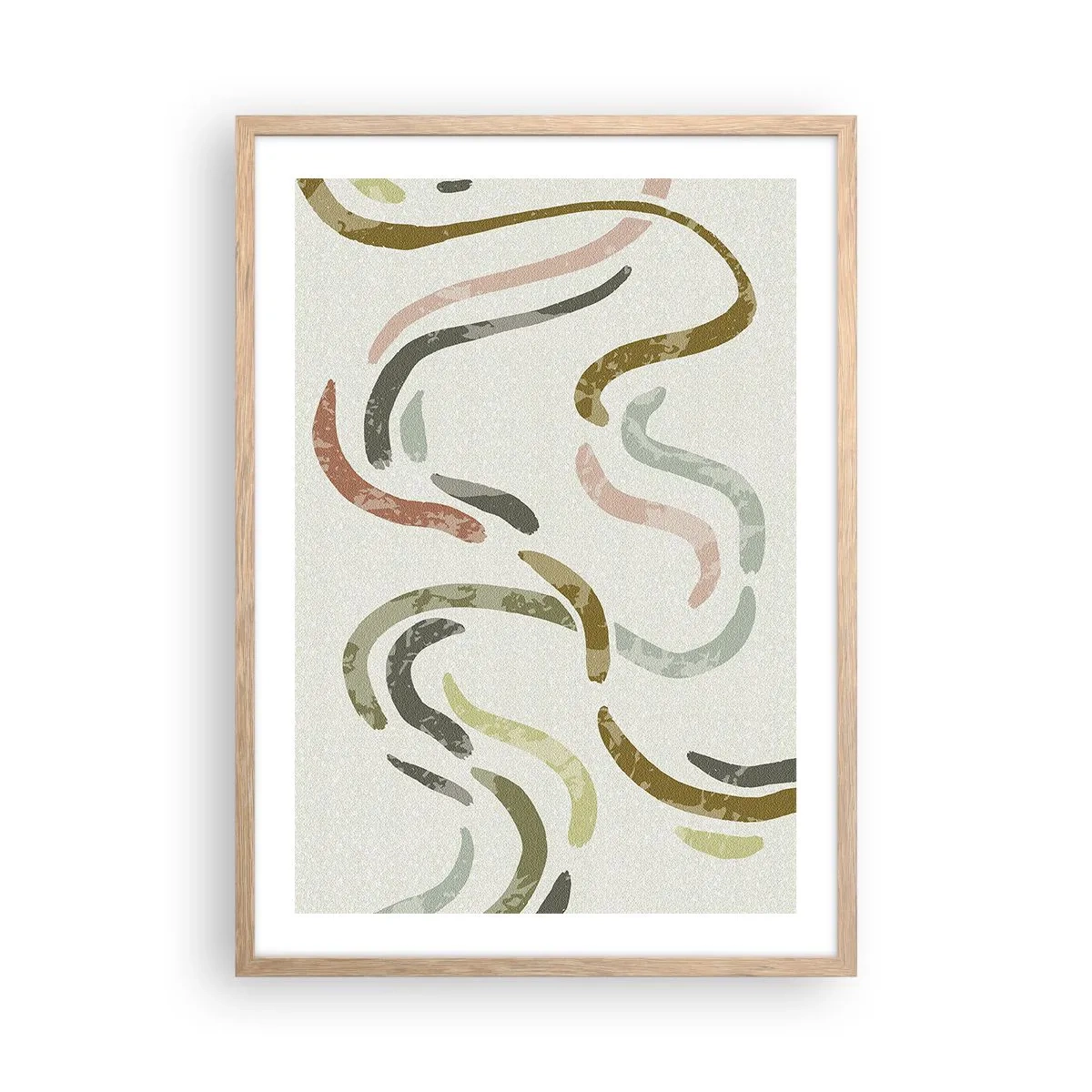 Poster in einem Rahmen aus heller Eiche - Fröhlicher Tanz der Abstraktion - 50x70 cm