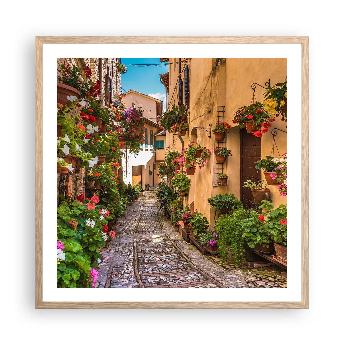 Poster in einem Rahmen aus heller Eiche - Italienische Gasse - 60x60 cm