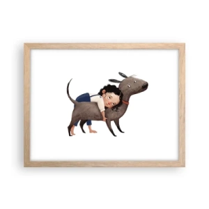 Poster in einem Rahmen aus heller Eiche - Beste Freunde - 40x30 cm