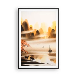 Poster in einem schwarzem Rahmen - Weiter als im Fernosten - 61x91 cm