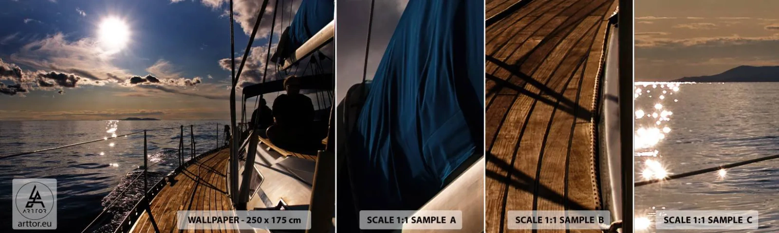 Fototapeten Muster Selbstklebend Deluxe Sticker - Der Sonne entgegen segeln - Nautisch, Yacht, Meer - 100x30 cm