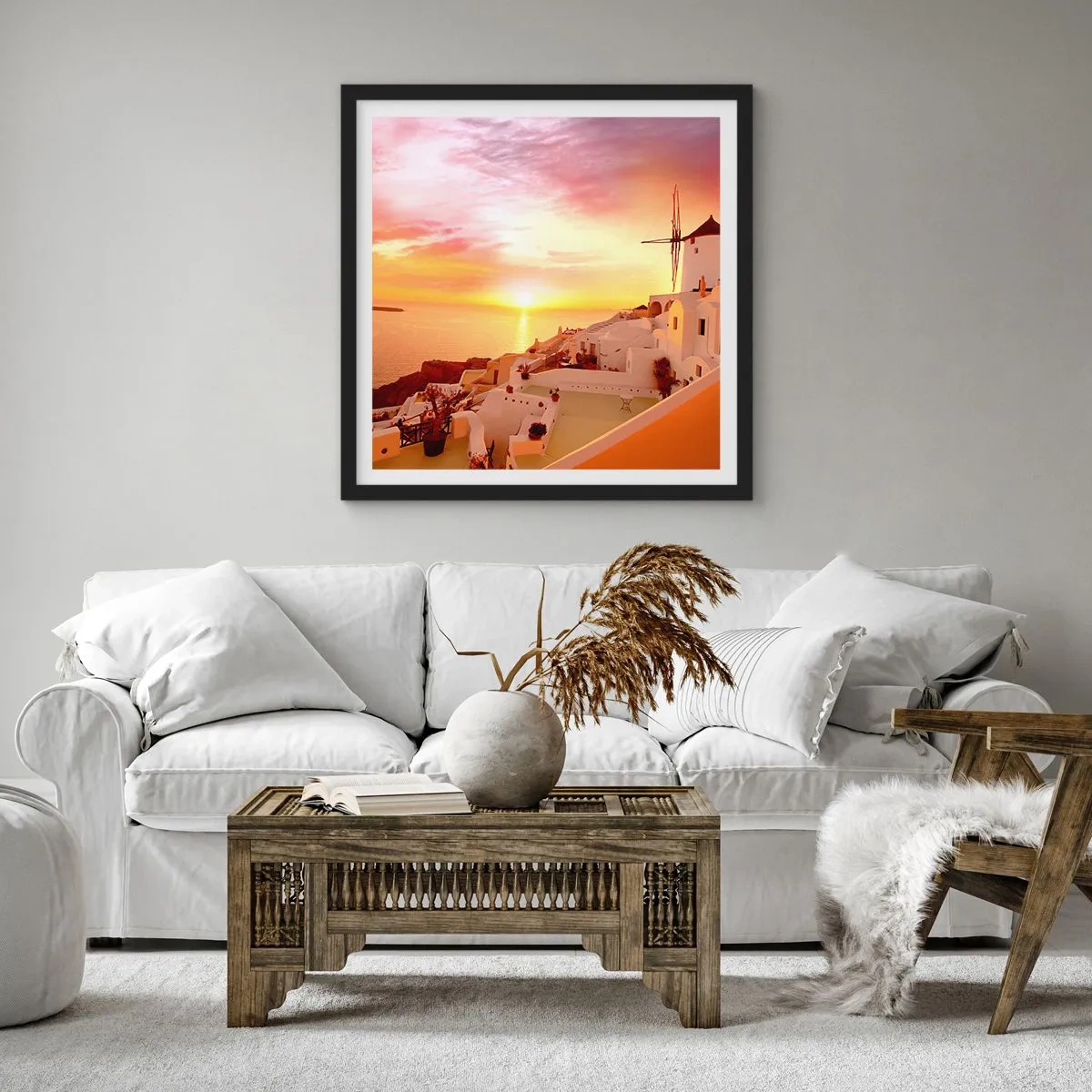 Poster in einem schwarzem Rahmen - In Weiß und Gold schmelzen - 40x40 cm