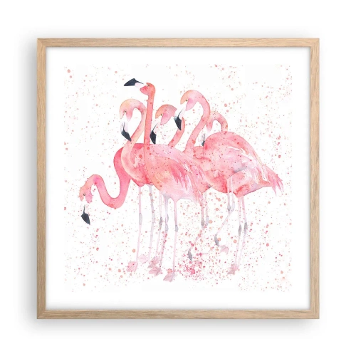 Poster in einem Rahmen aus heller Eiche - Rosa Ensemble - 50x50 cm