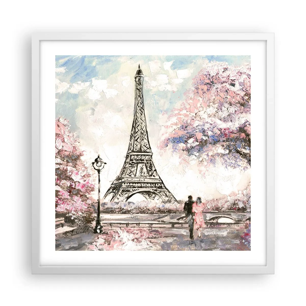 Poster in einem weißen Rahmen - Aprilspaziergang durch Paris - 50x50 cm