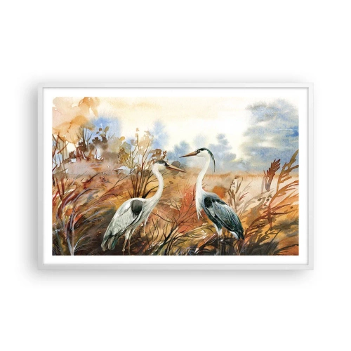 Poster in einem weißen Rahmen - Wohin im Herbst? - 91x61 cm