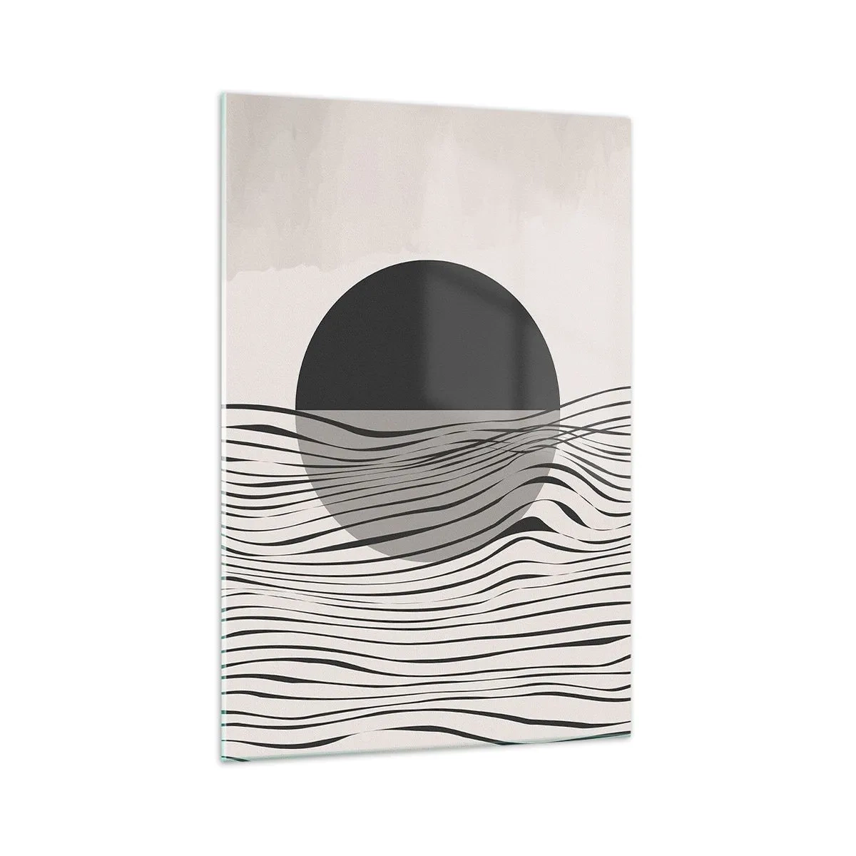 Glasbild - Bild auf glas - Abstrakte Linien und geometrische Formen in gedeckten Farben - 70x100cm - Halbe Komposition - Moderne Wanddekoration für Wohnzimmer und Schlafzimmer ARTTOR