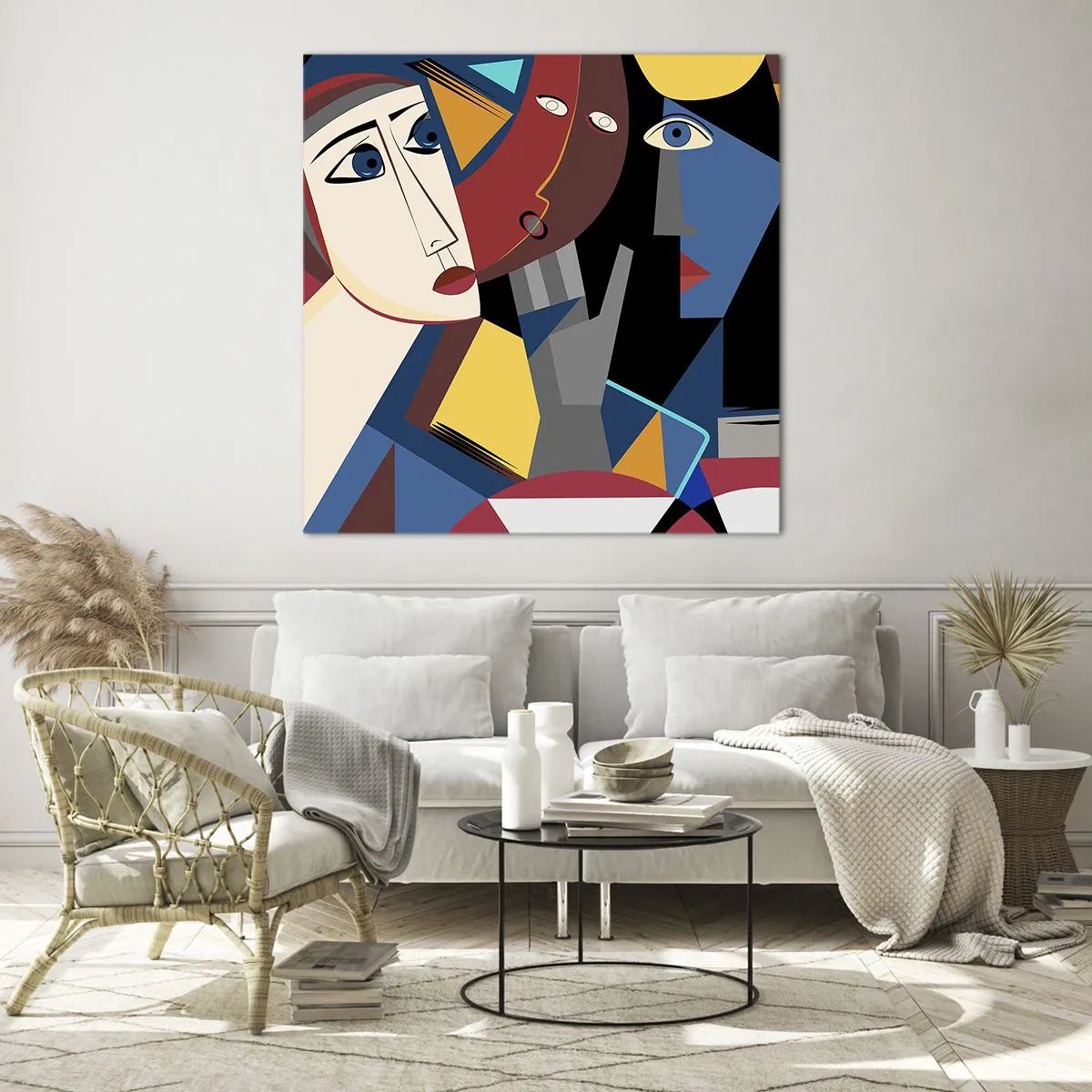 Glasbild - Bild auf glas - Gespräch zwischen Kubisten - 40x40 cm