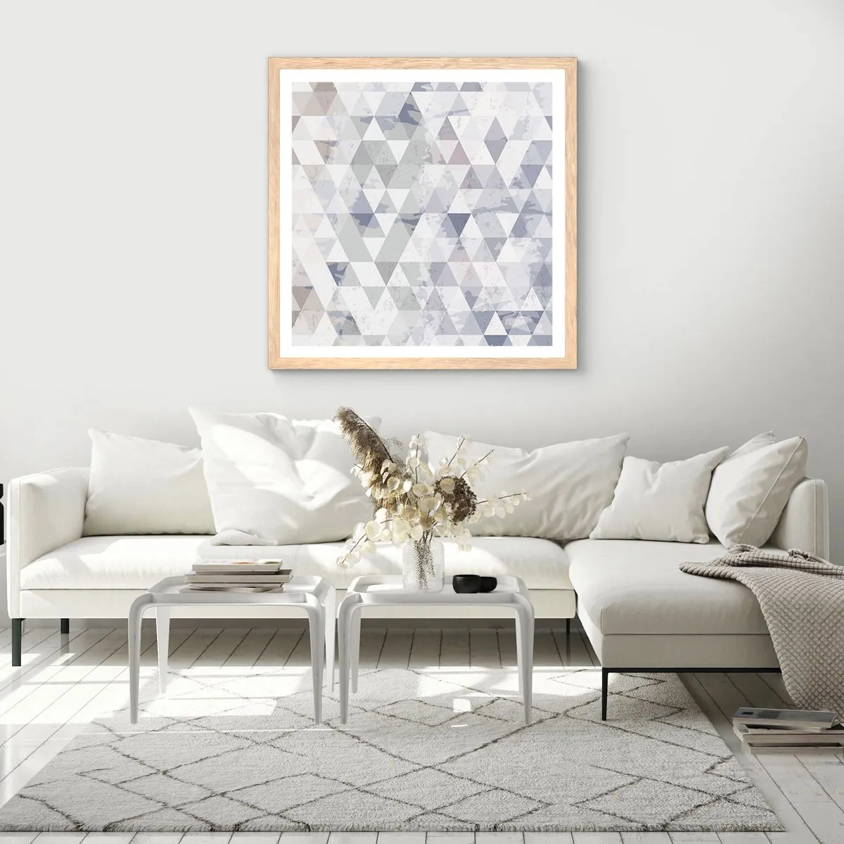 Poster in einem Rahmen aus heller Eiche - Im Rhythmus auf drei - 30x30 cm