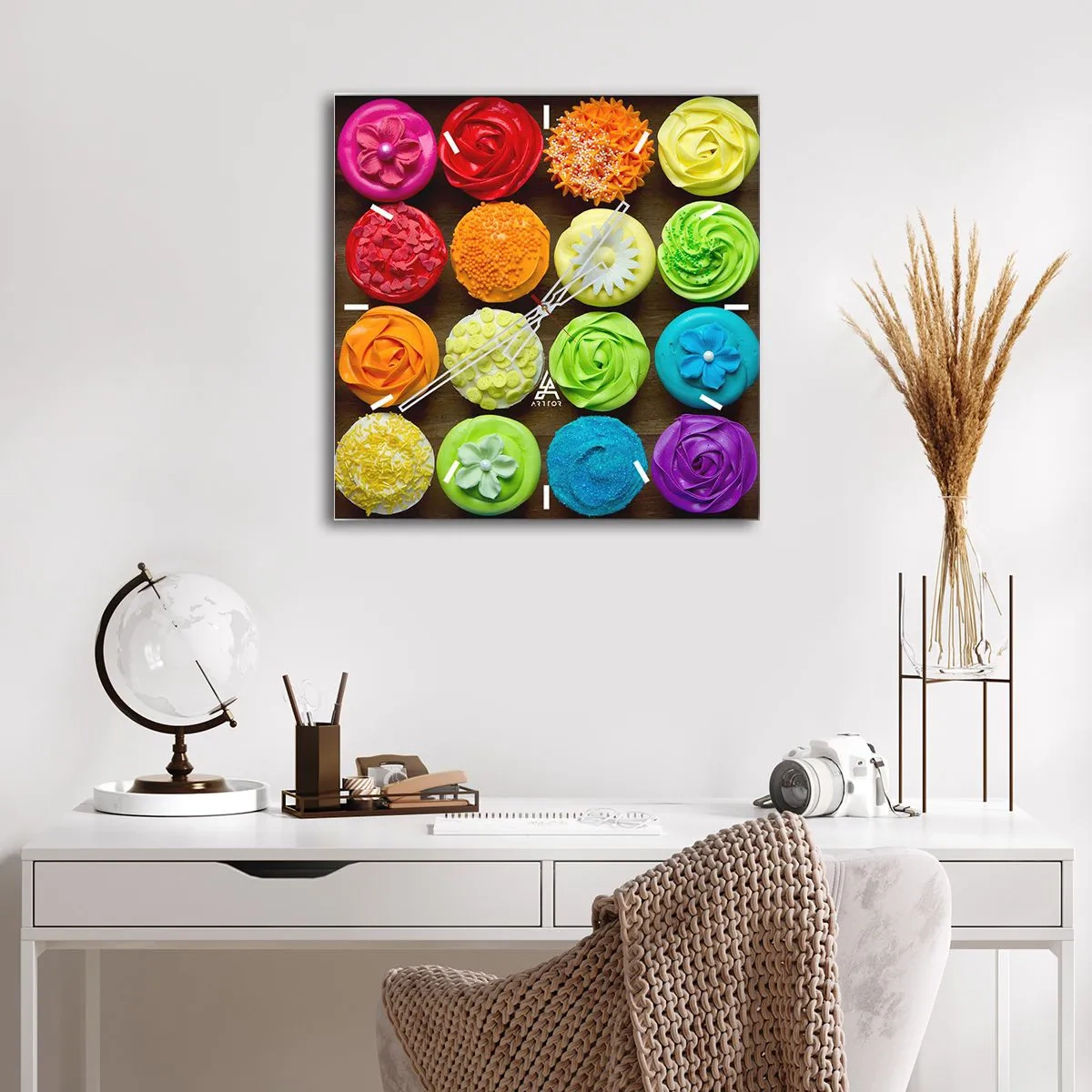 Wanduhr - Glasuhr - Alles andere - alles lecker - 40x40 cm