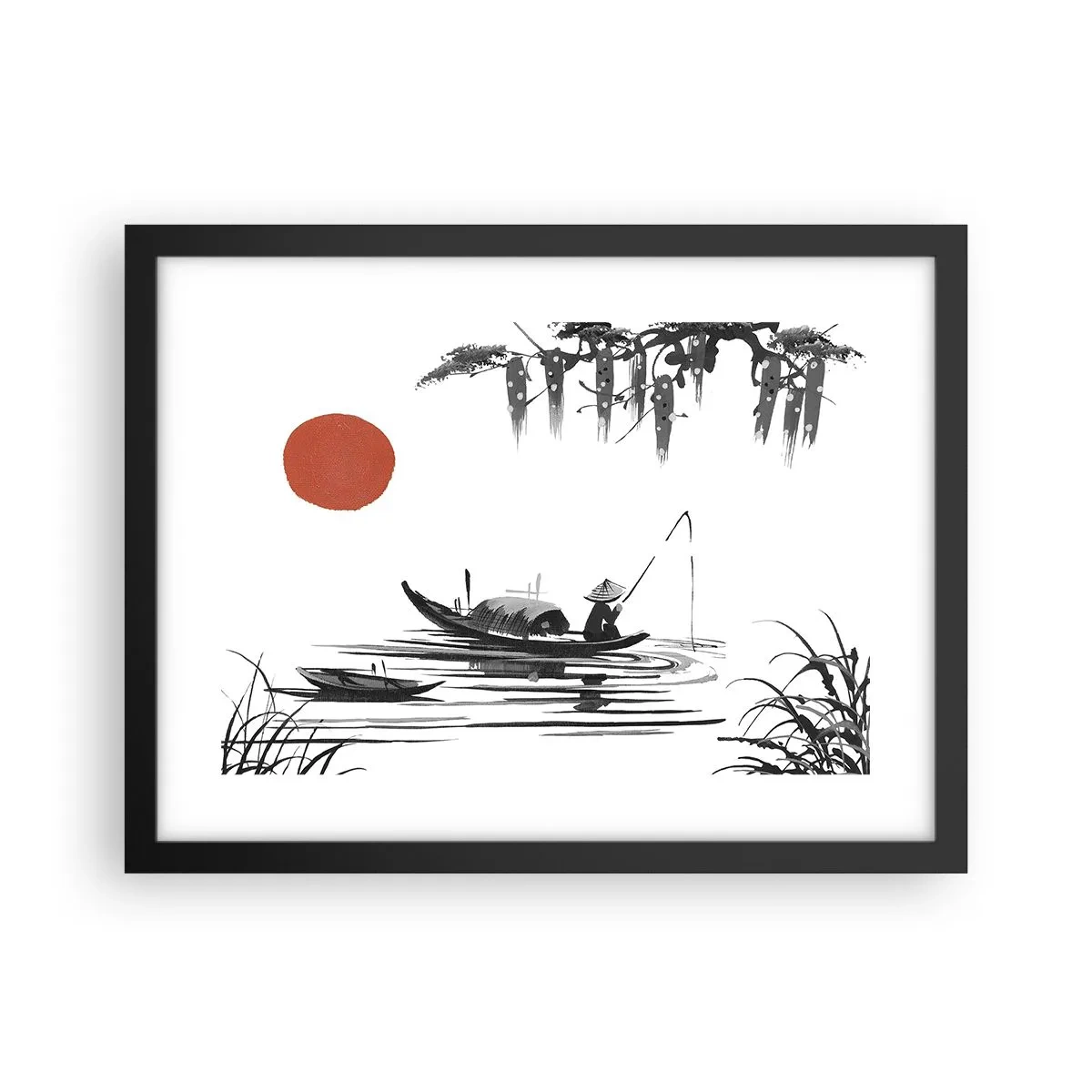 Poster in einem schwarzem Rahmen - Asiatischer Nachmittag - 40x30 cm