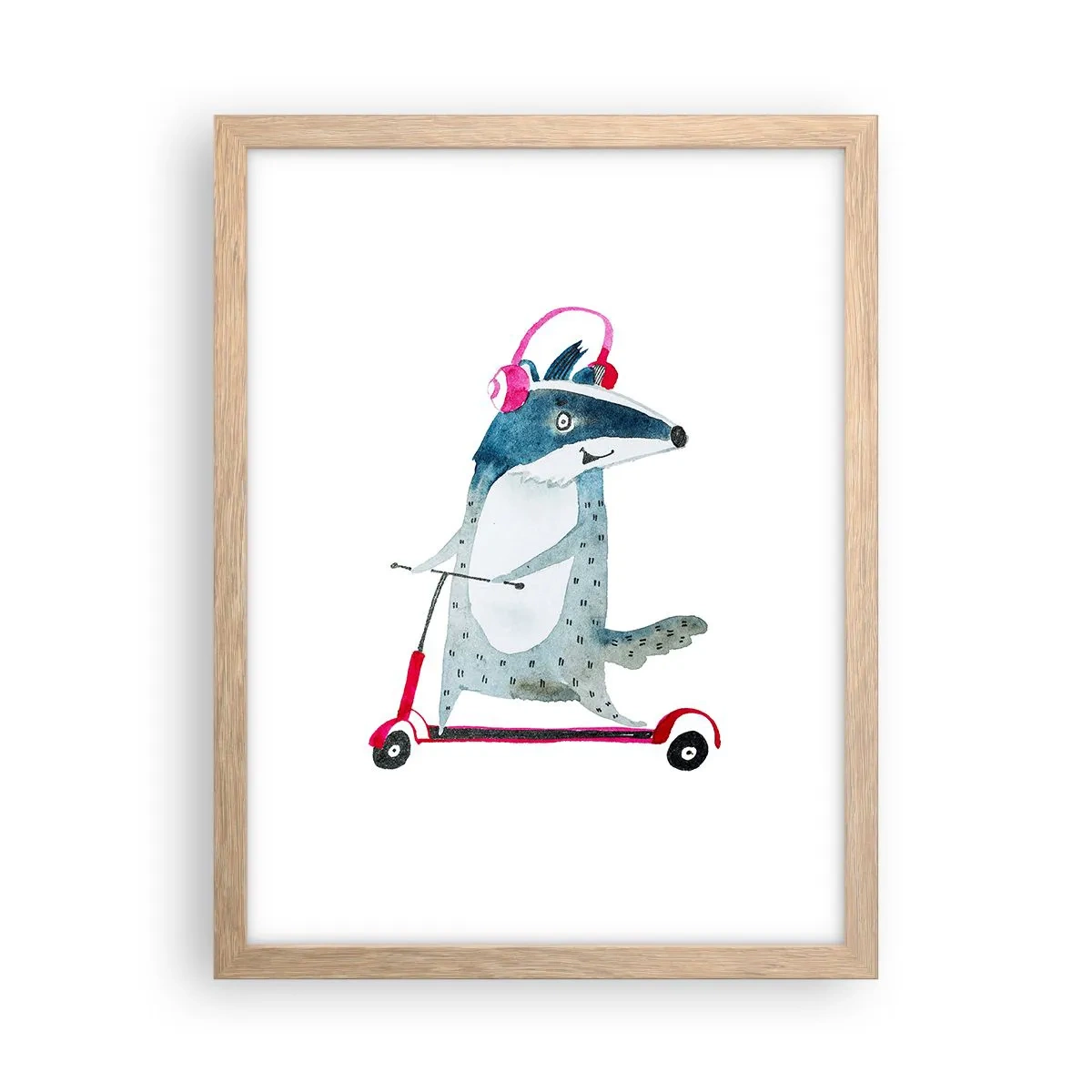 Poster in einem Rahmen aus heller Eiche - Dachsfreude - 30x40 cm