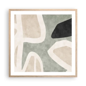 Poster in einem Rahmen aus heller Eiche - Komposition mit schwarzem Motiv - 60x60 cm