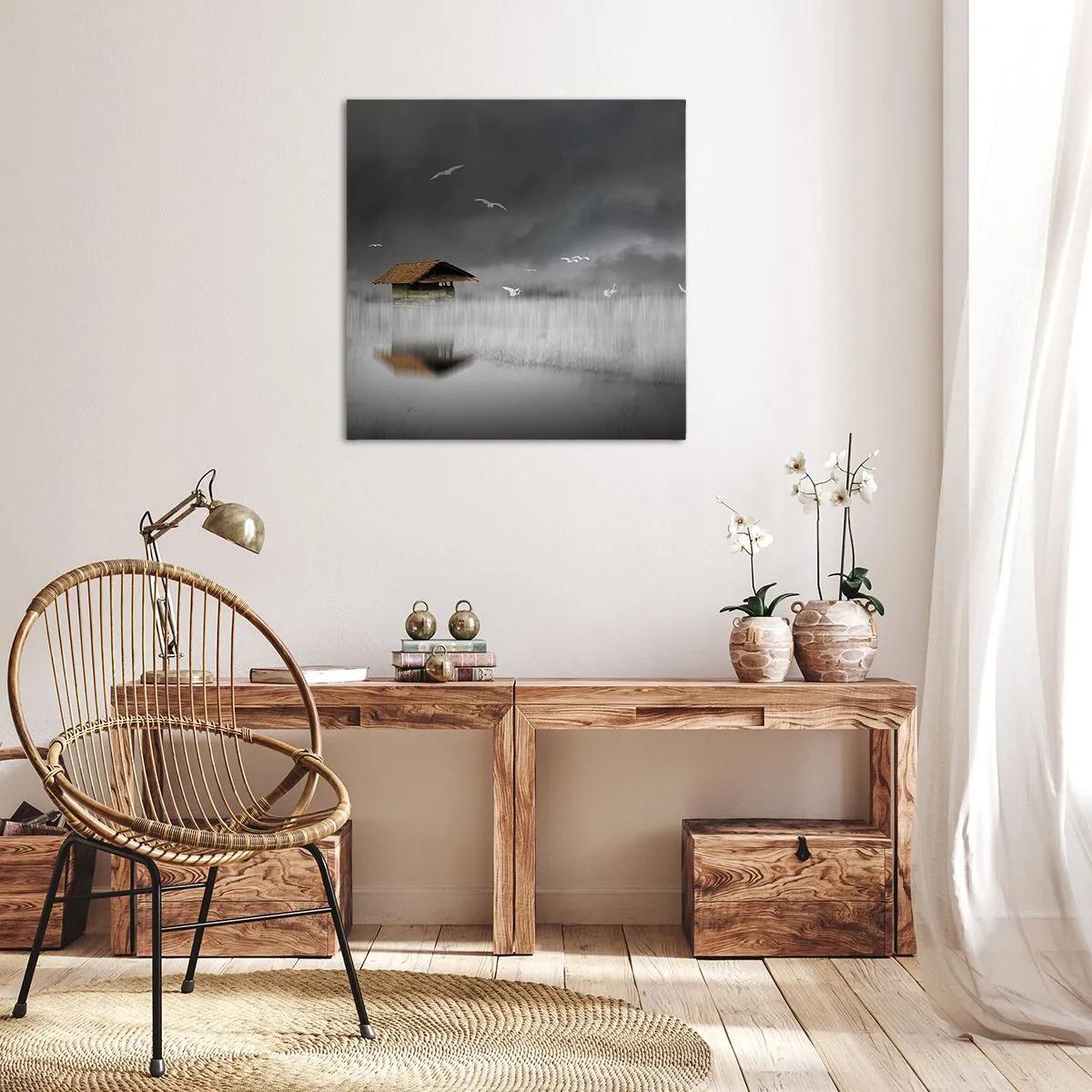 Bild auf Leinwand - Leinwandbild - Schutz vor Regen - 70x70 cm