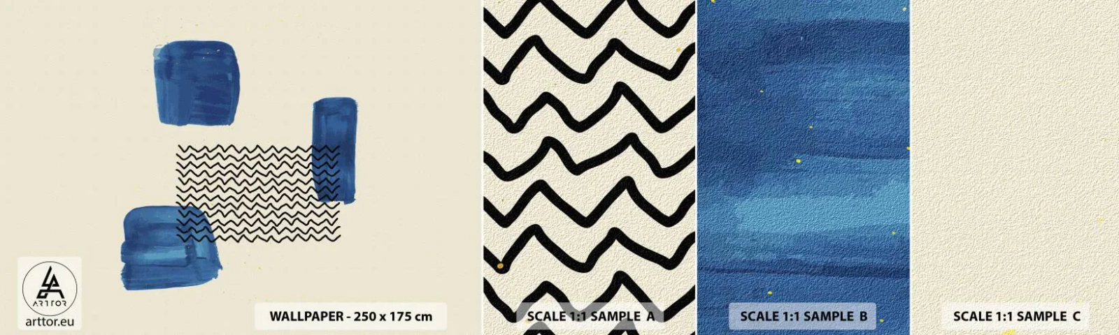 Fototapeten Muster Selbstklebend Deluxe Sticker - Ein abstraktes Quartett - Abstraktion, Stück, Moderne Kunst. - 100x30 cm