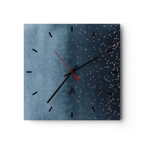 Wanduhr - Glasuhr - Komposition - blaue Phasen - 40x40 cm