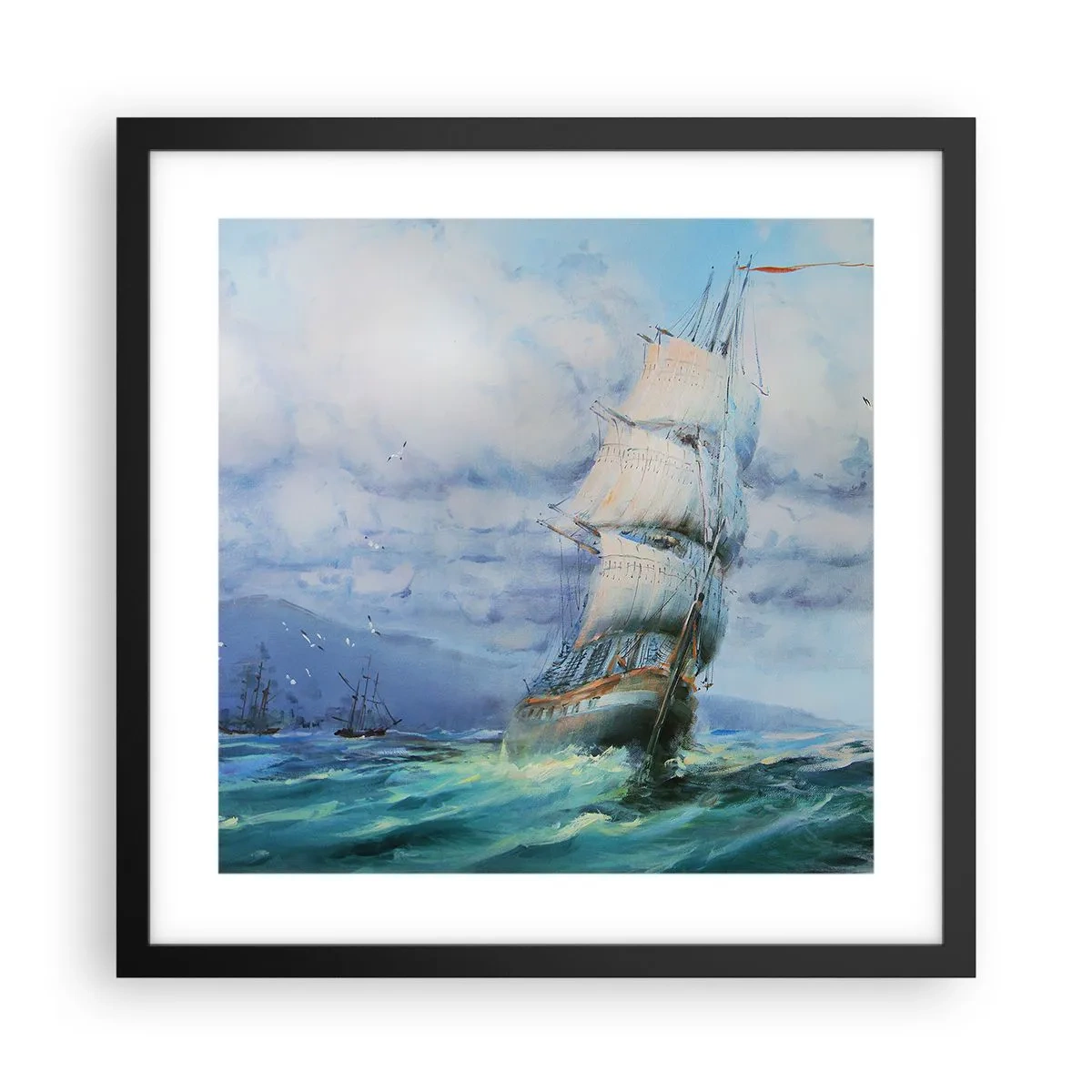 Poster in einem schwarzem Rahmen - Guter Wind - 40x40 cm
