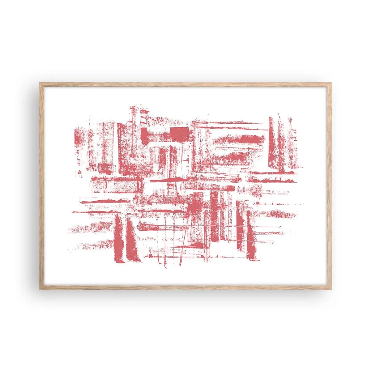 Poster in einem Rahmen aus heller Eiche - Die rote Stadt - 100x70 cm