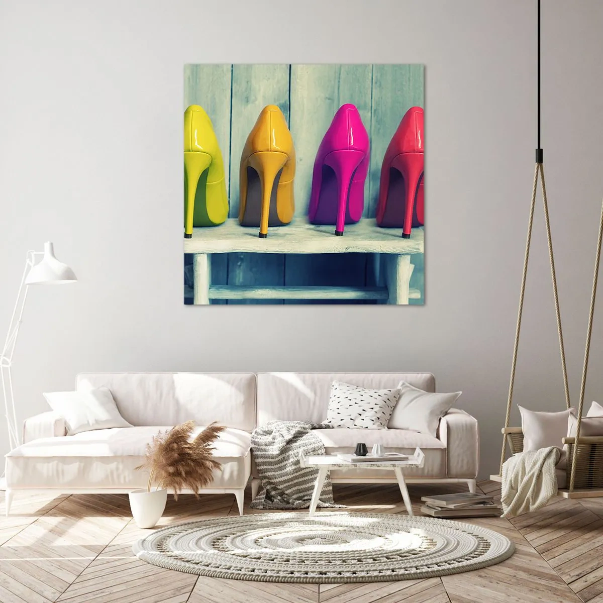 Bild auf Leinwand - Leinwandbild - Spazierengehen auf dem Regenbogen - 70x70 cm