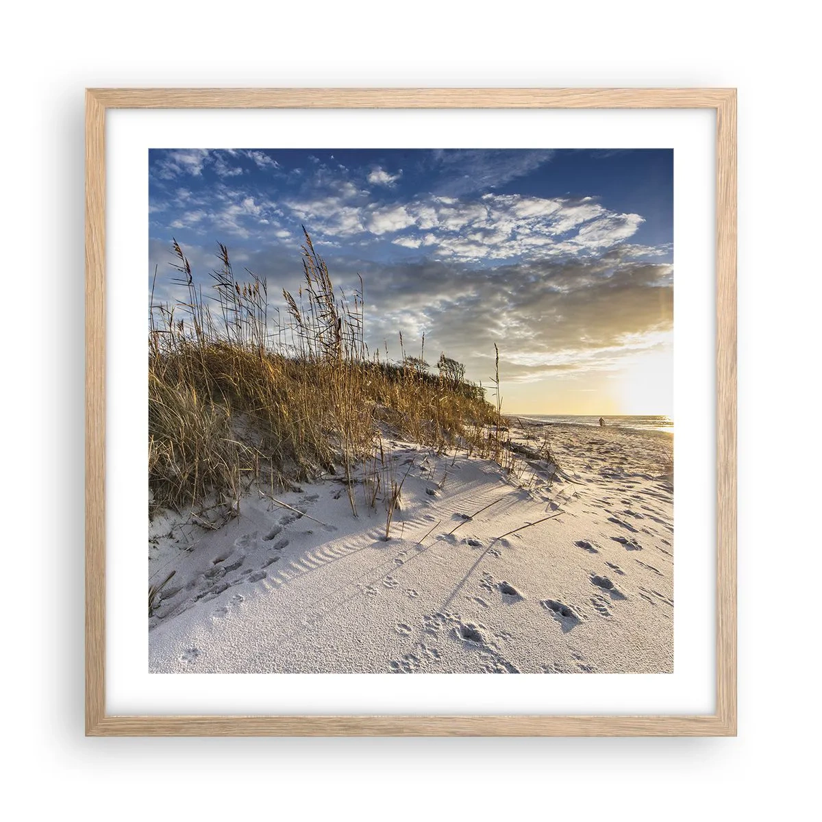 Poster in einem Rahmen aus heller Eiche - Einladung zu einem Spaziergang - 50x50 cm