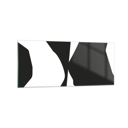 Glasbild - Bild auf glas - Abstraktes Kontrastmuster in Schwarz und Weiß - 120x50cm - Positiv negativ - Moderne Wanddekoration für Wohnzimmer und Schlafzimmer ARTTOR