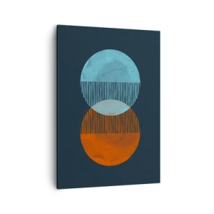 Bild auf Leinwand - Leinwandbild - Zwei orange und blaue Kreise auf dunklem Hintergrund - 50x70cm - Astronomische Fantasie - Moderne Wanddekoration für Wohnzimmer und Schlafzimmer ARTTOR